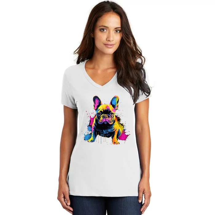 Cute French Bulldog Women's V-Neck T-Shirt