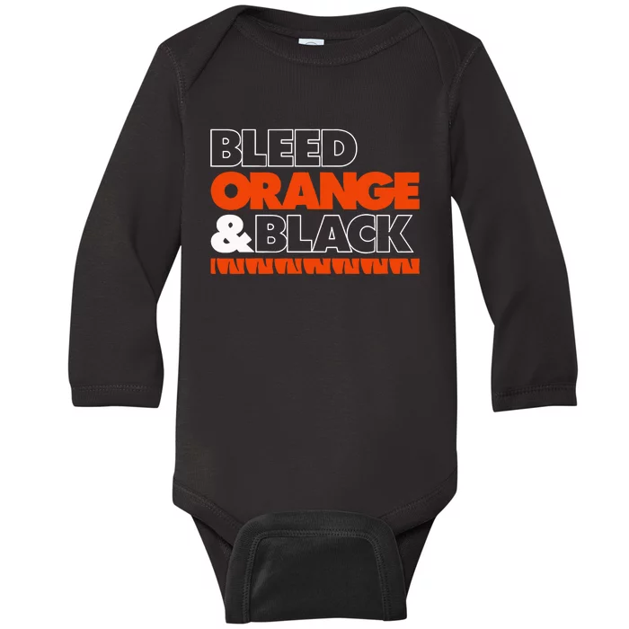 Cincinnati Football Bleed Orange & Black Baby Long Sleeve Bodysuit