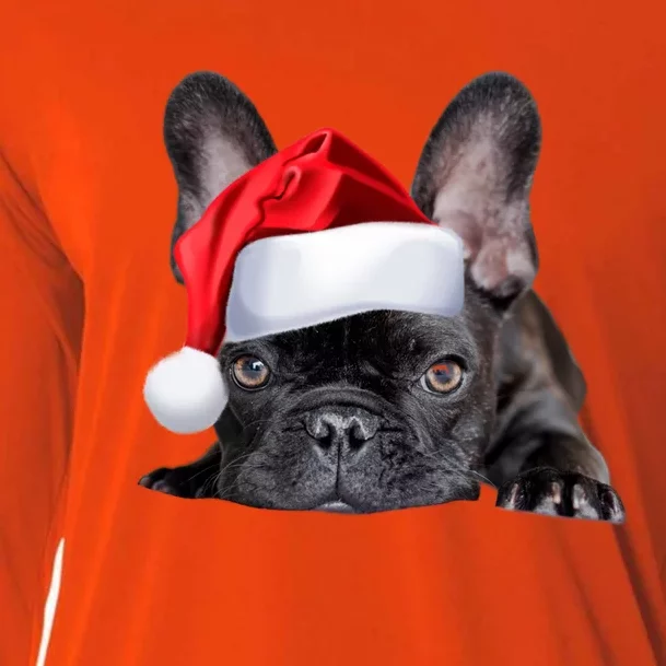 Cute French Bulldog Santa Hat Frenchie Image Christmas Gift Cooling Performance Long Sleeve Crew