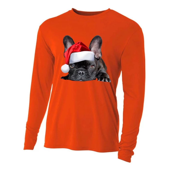 Cute French Bulldog Santa Hat Frenchie Image Christmas Gift Cooling Performance Long Sleeve Crew