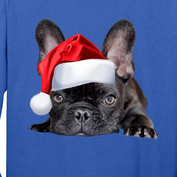 Cute French Bulldog Santa Hat Frenchie Image Christmas Gift Long Sleeve Shirt