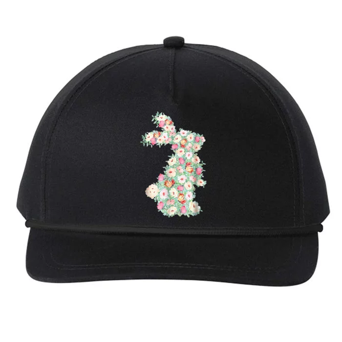 Cute Floral Bunny Rabbit Funny Easter Day Snapback Five-Panel Rope Hat