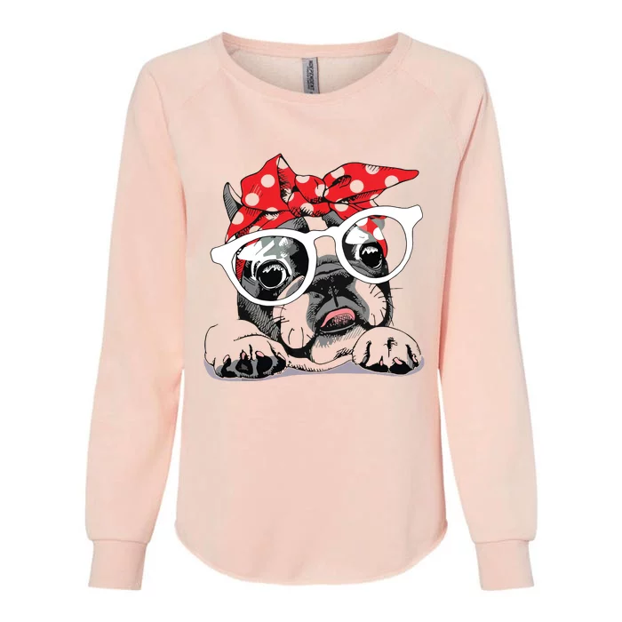 Cute French Bulldog Colorful Headband And Glasses Womens California Wash Sweatshirt