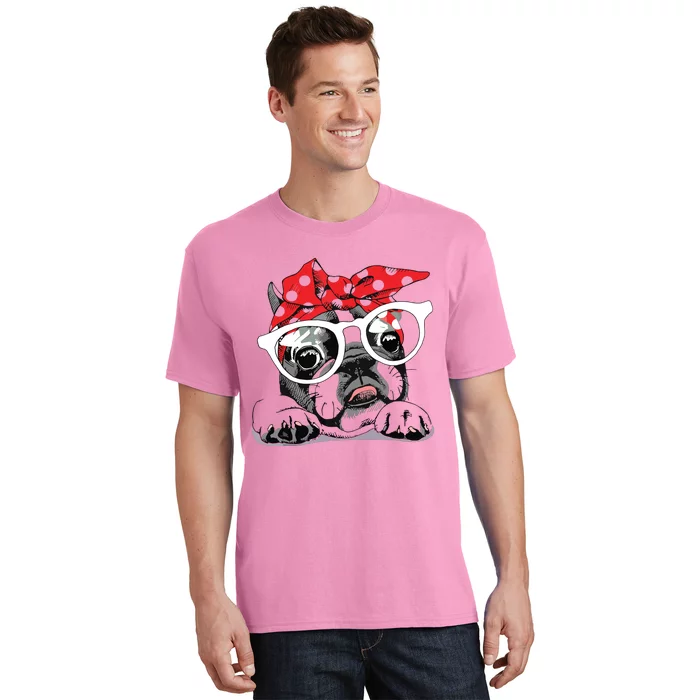 Cute French Bulldog Colorful Headband And Glasses T-Shirt