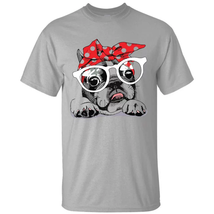 Cute French Bulldog Colorful Headband And Glasses Tall T-Shirt