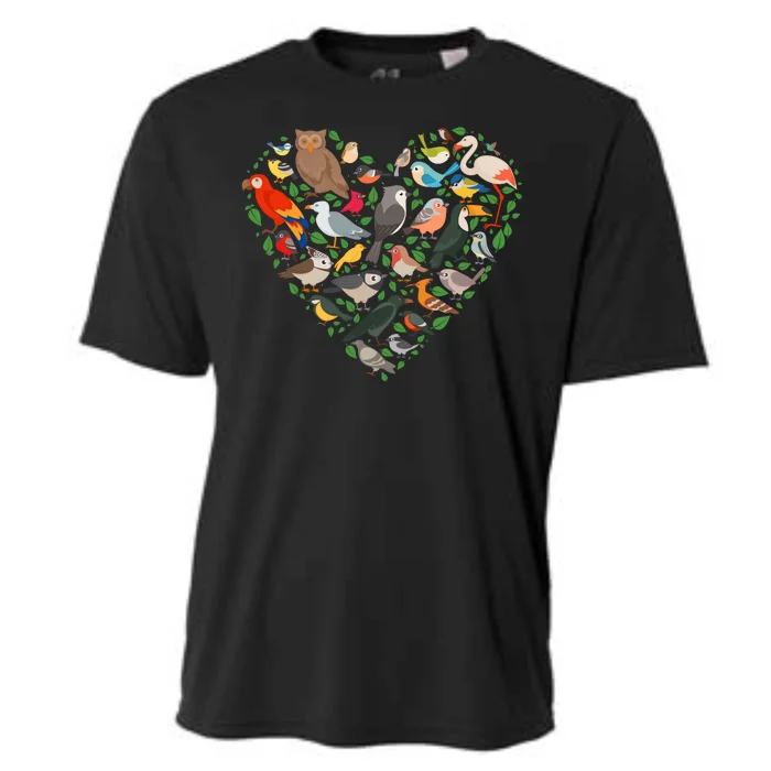 Cute Funny Bird Lover Heart Cooling Performance Crew T-Shirt