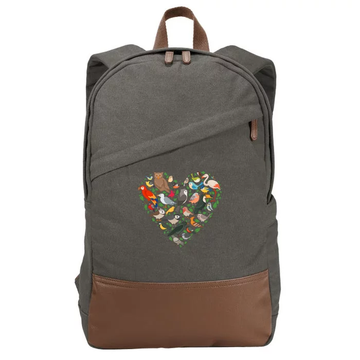 Cute Funny Bird Lover Heart Cotton Canvas Backpack