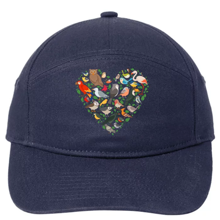 Cute Funny Bird Lover Heart 7-Panel Snapback Hat