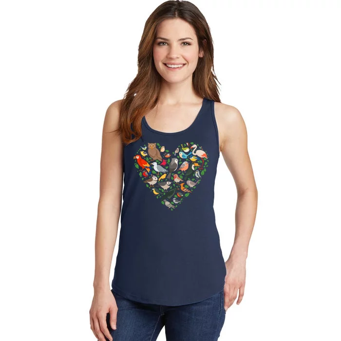 Cute Funny Bird Lover Heart Ladies Essential Tank