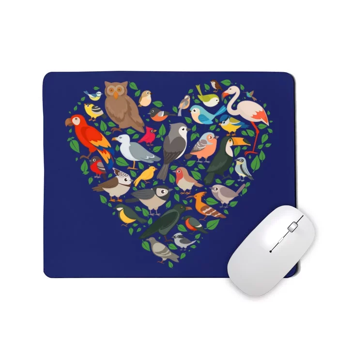 Cute Funny Bird Lover Heart Mousepad