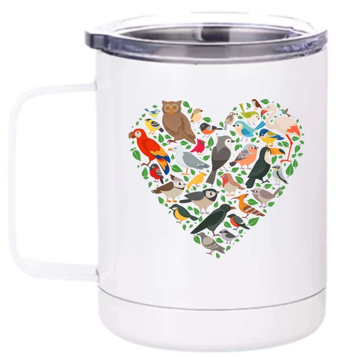 Cute Funny Bird Lover Heart Front & Back 12oz Stainless Steel Tumbler Cup