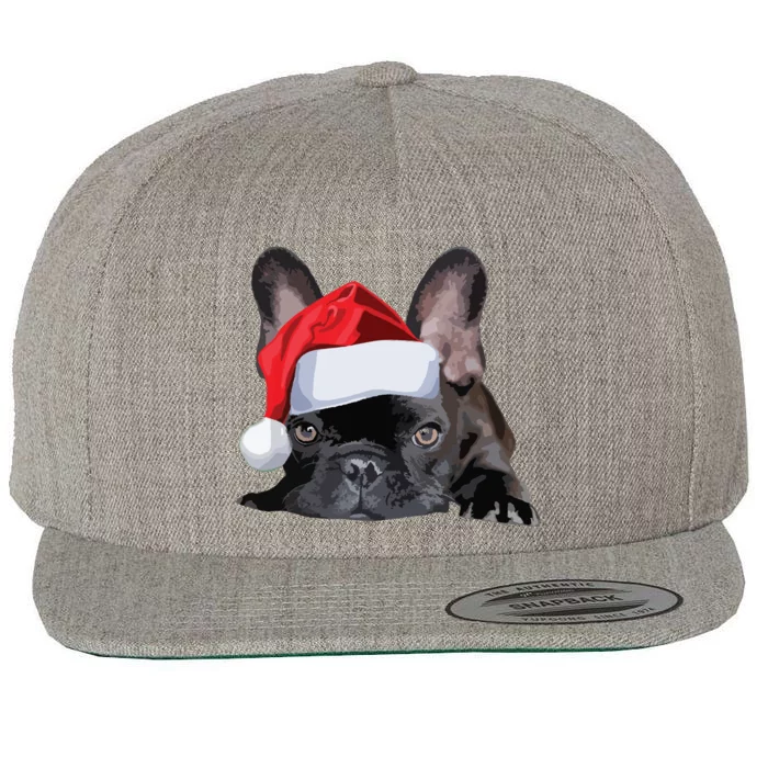 Cute French Bulldog Santa Hat Frenchie Image Christmas Wool Snapback Cap