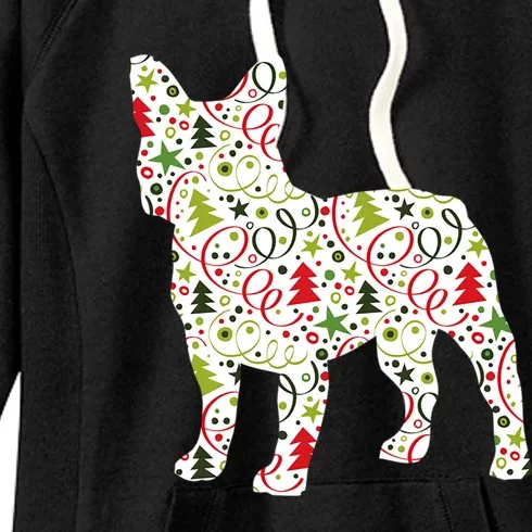 Christmas French Bulldog Dog Wrapping Paper Gift Women's Fleece Hoodie