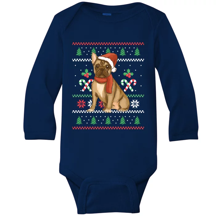 Christmas French Bulldog Outfit Santa Christmas Gift Baby Long Sleeve Bodysuit