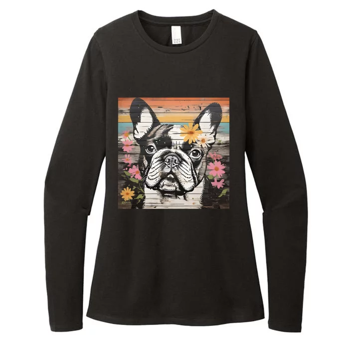 Cute French Bulldog Owner Rustic Floral Art Dog Lover Gift Womens CVC Long Sleeve Shirt