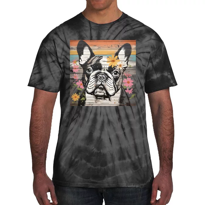 Cute French Bulldog Owner Rustic Floral Art Dog Lover Gift Tie-Dye T-Shirt