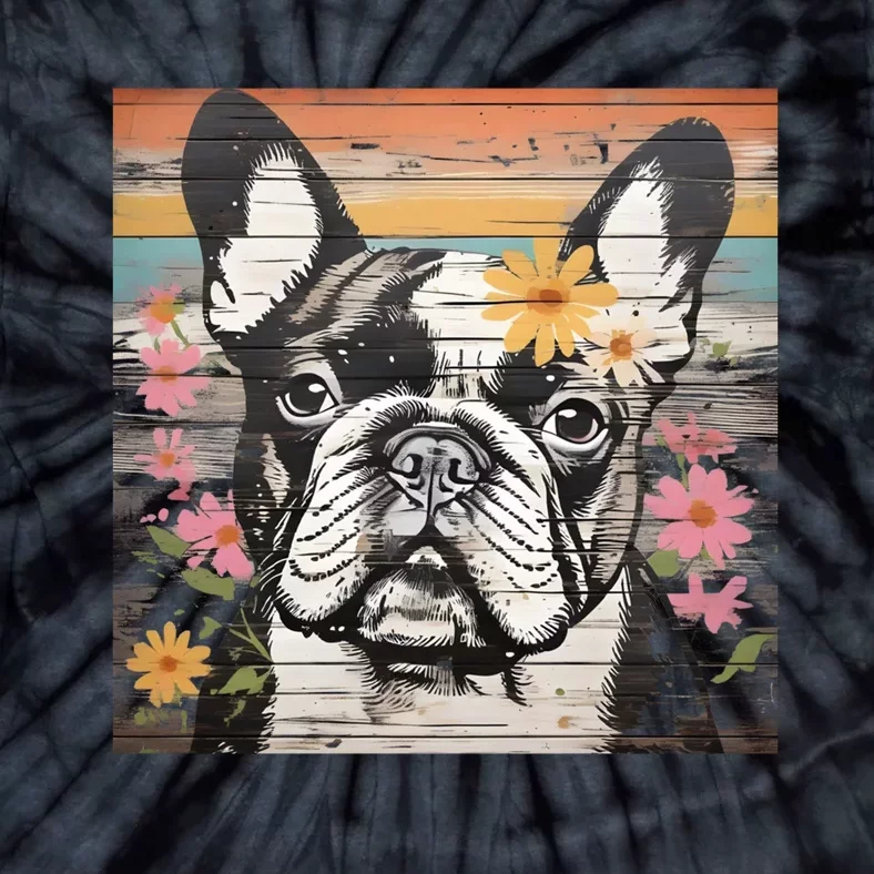 Cute French Bulldog Owner Rustic Floral Art Dog Lover Gift Tie-Dye T-Shirt