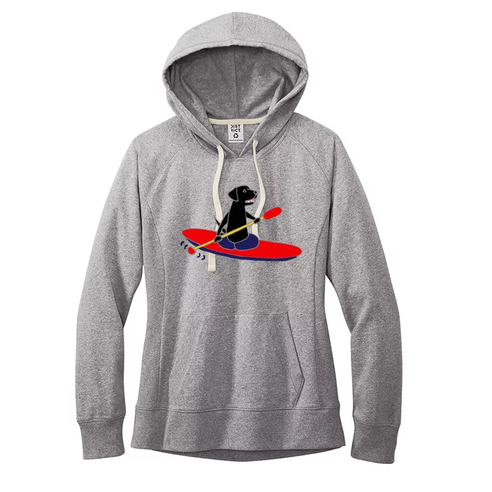 Cool Funny Black Labrador Retriever Kayakaking Women's Fleece Hoodie