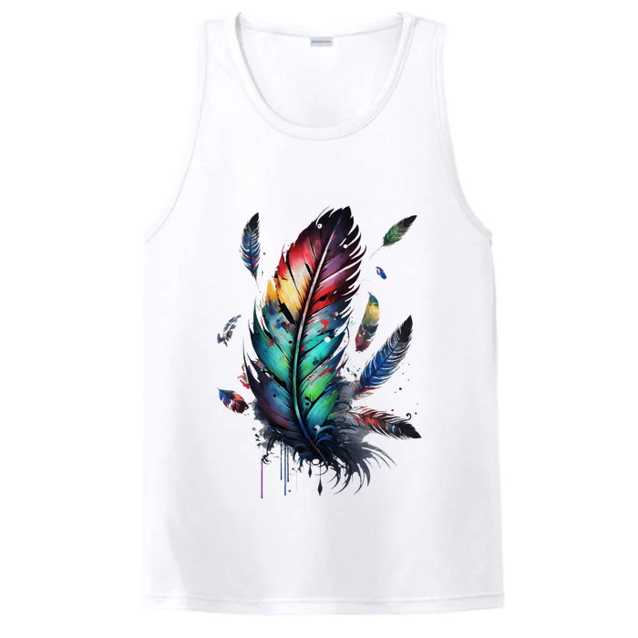 Colorful Feathers Boho Style Bird Native Americans Symbol Performance Tank