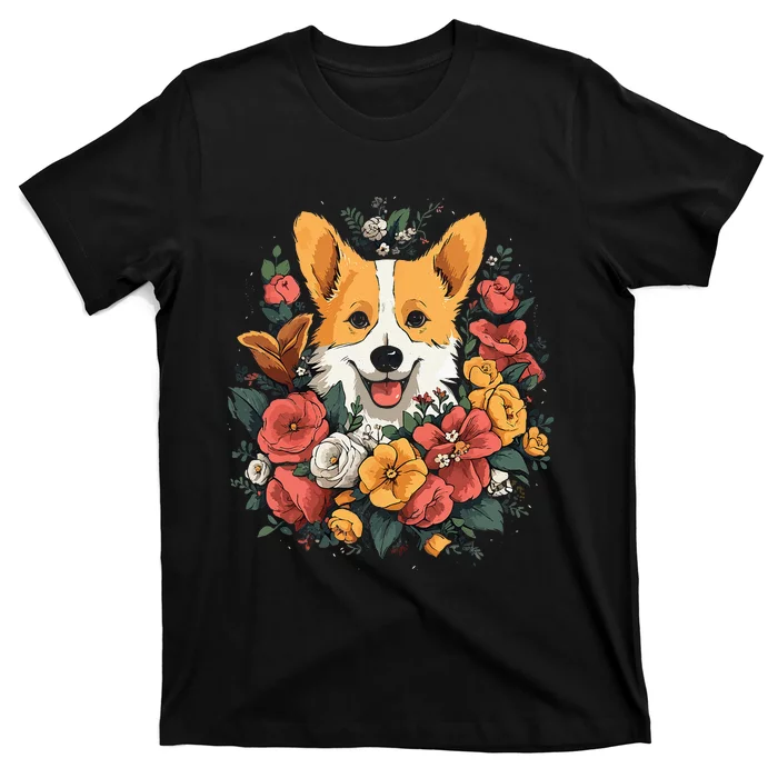 Corgi Flower Bouquet T-Shirt