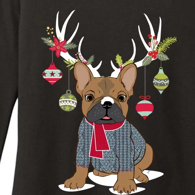 Cute French Bulldog Frenchie Christmas Reindeer Gift Womens CVC Long Sleeve Shirt