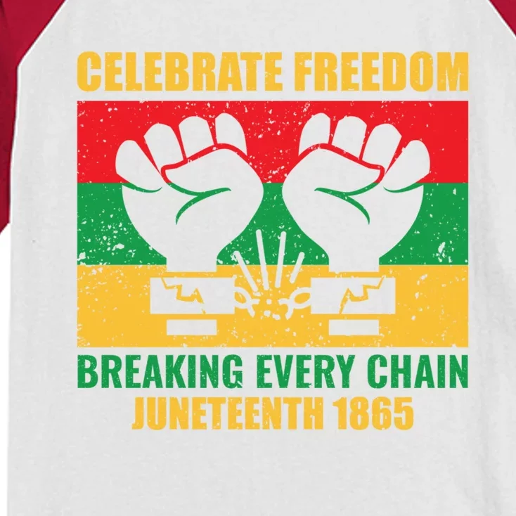 Celebrate Freedom Breaking Every Chain Juneteenth 1865 Gift Kids Colorblock Raglan Jersey