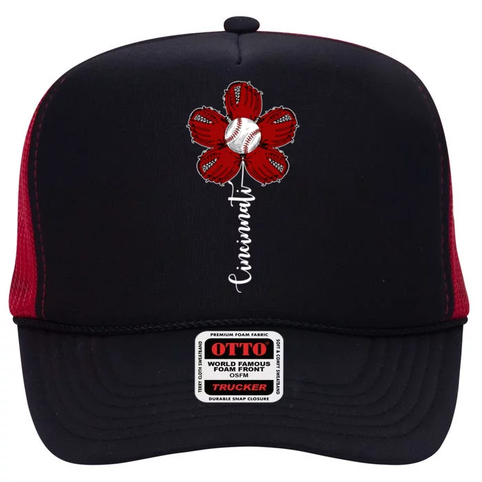 Cincinnati Flower Baseball High Crown Mesh Trucker Hat