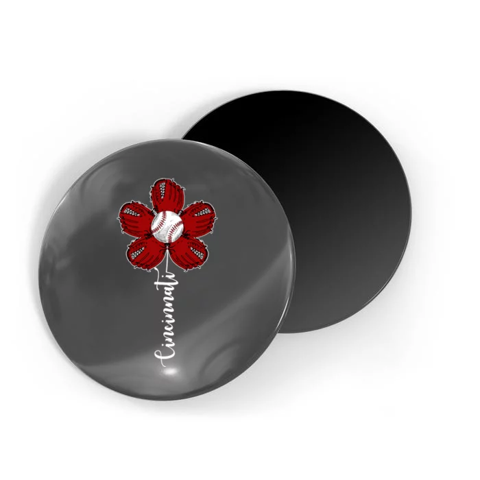 Cincinnati Flower Baseball Magnet