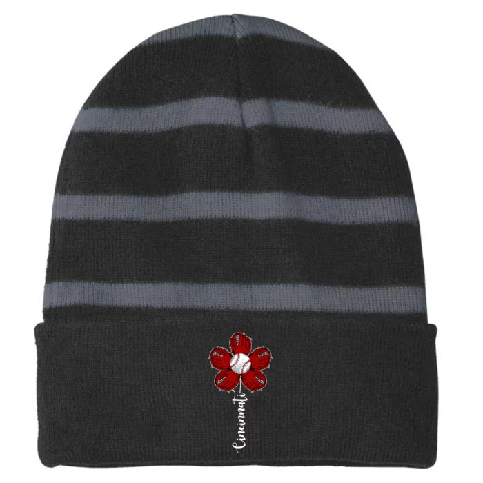 Cincinnati Flower Baseball Striped Beanie with Solid Band