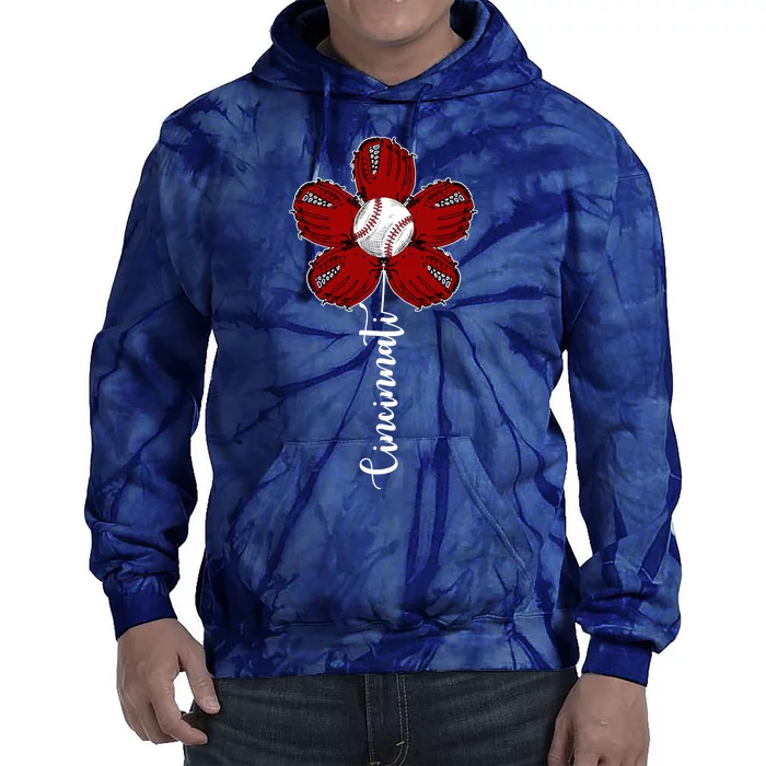 Cincinnati Flower Baseball Tie Dye Hoodie