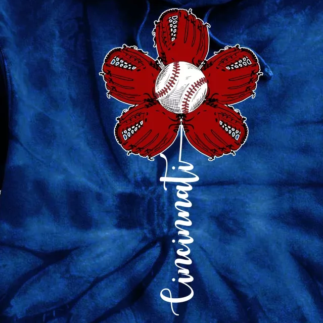 Cincinnati Flower Baseball Tie Dye Hoodie