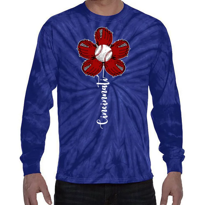 Cincinnati Flower Baseball Tie-Dye Long Sleeve Shirt