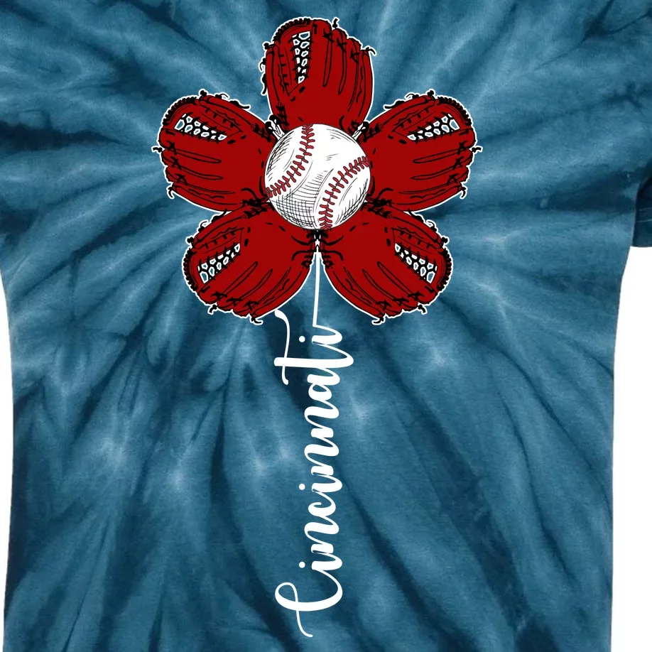 Cincinnati Flower Baseball Kids Tie-Dye T-Shirt