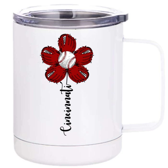 Cincinnati Flower Baseball Front & Back 12oz Stainless Steel Tumbler Cup