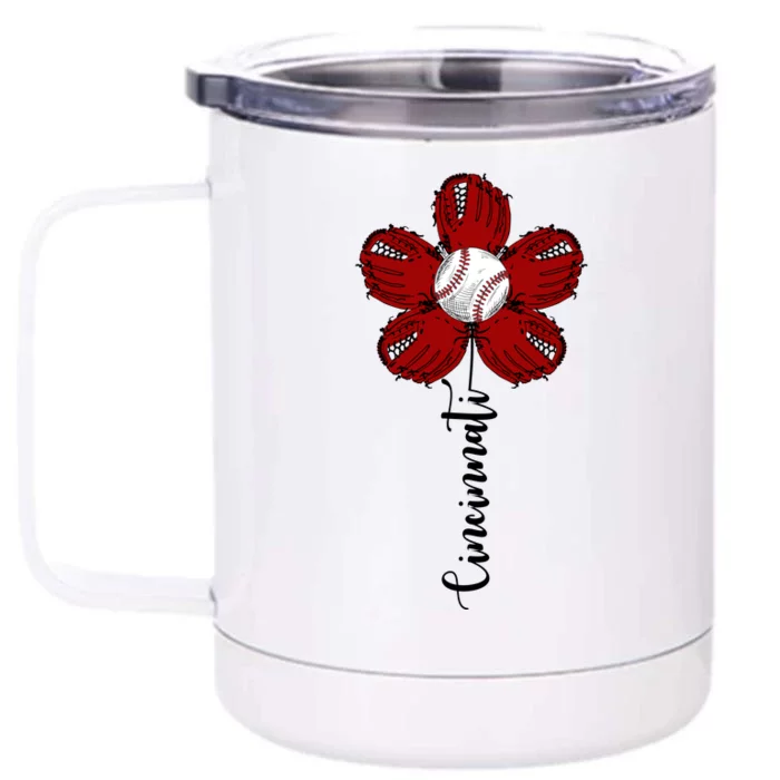 Cincinnati Flower Baseball Front & Back 12oz Stainless Steel Tumbler Cup