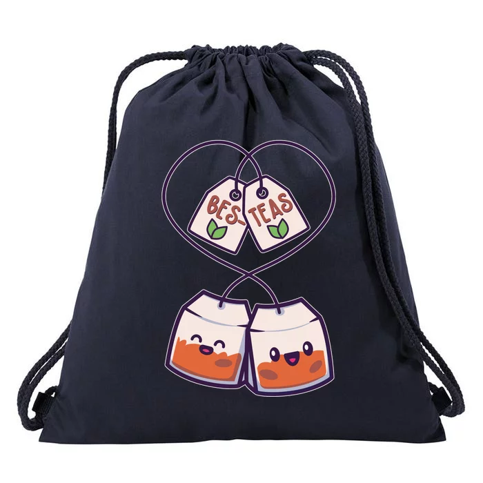 Cute Funny BesTeas Best Friend Tea Bags Drawstring Bag