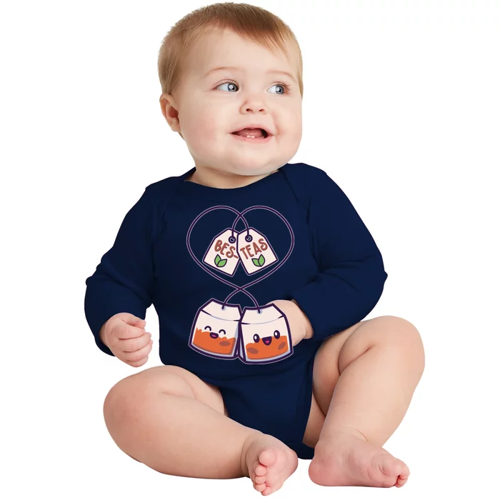 Cute Funny BesTeas Best Friend Tea Bags Baby Long Sleeve Bodysuit