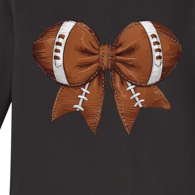 Coquette Football Bow Graphic Baby Long Sleeve Bodysuit