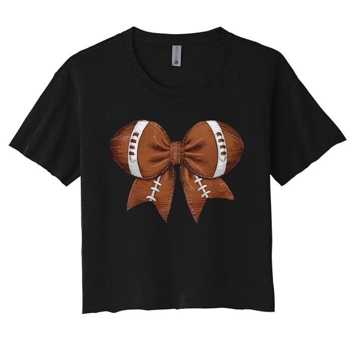 Coquette Football Bow Graphic Women's Crop Top Tee