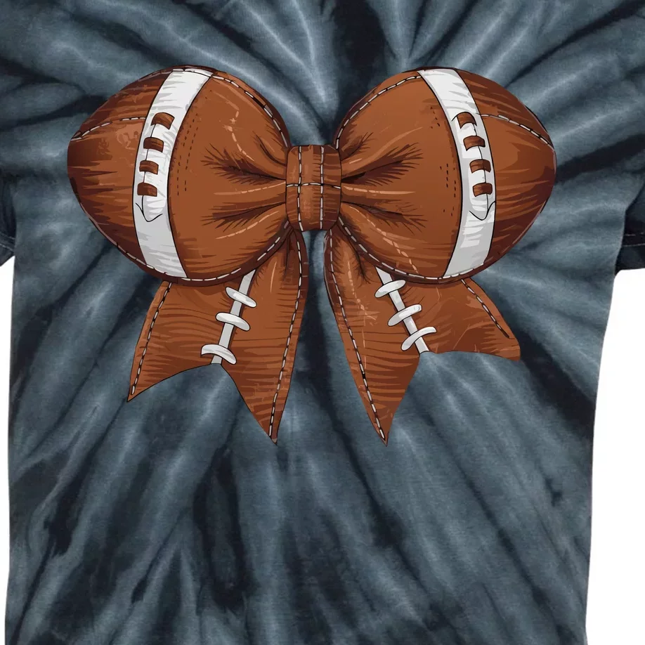 Coquette Football Bow Graphic Kids Tie-Dye T-Shirt