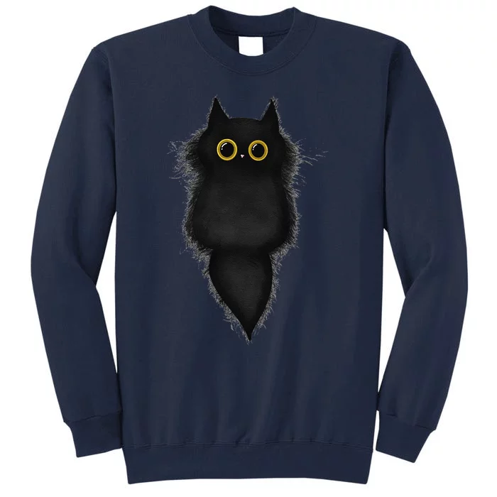 Cute Funny Black Cat Yellow Eyes Cat Lover Cat Mom Cat Dad Tall Sweatshirt