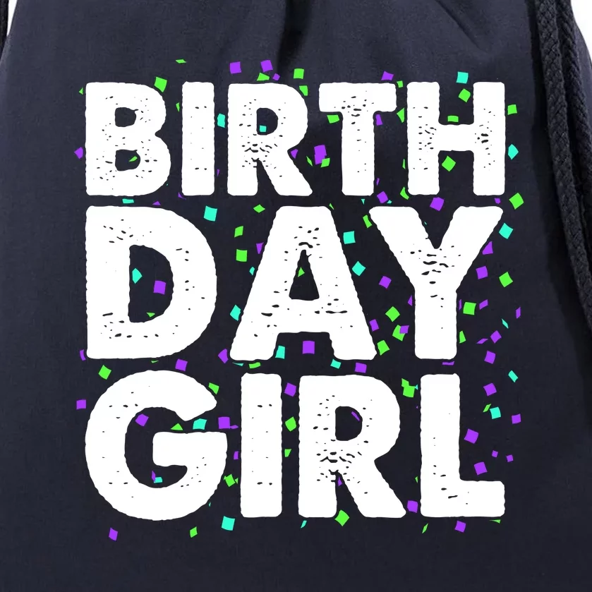 Cute Funny Birthday Girl With Confetti Drawstring Bag