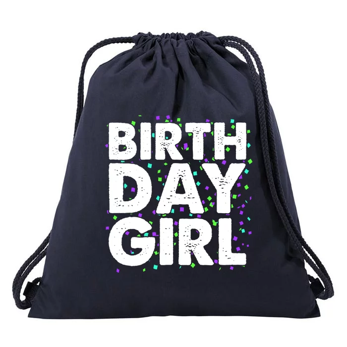 Cute Funny Birthday Girl With Confetti Drawstring Bag