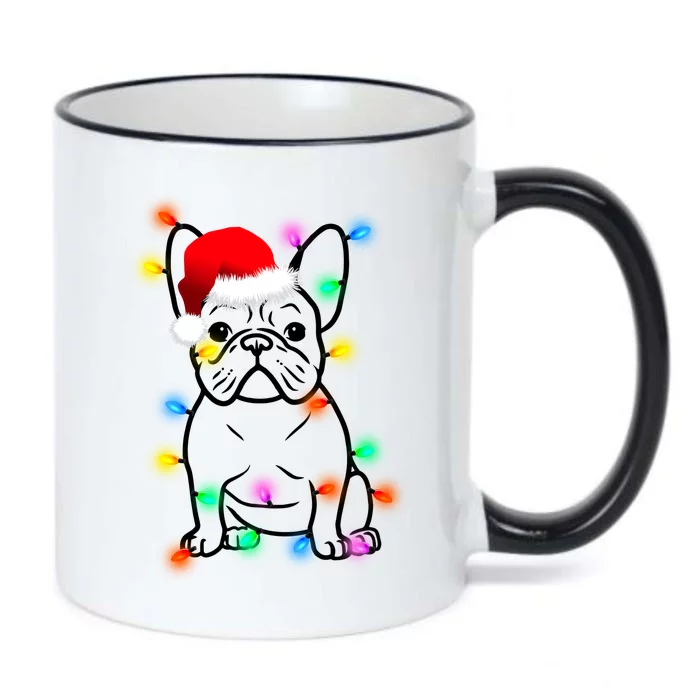 Cute French Bulldog Christmas Lights Black Color Changing Mug