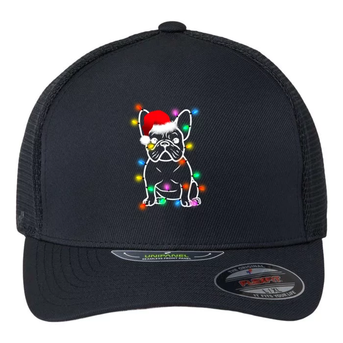 Cute French Bulldog Christmas Lights Flexfit Unipanel Trucker Cap