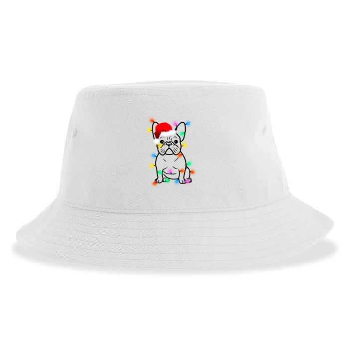 Cute French Bulldog Christmas Lights Sustainable Bucket Hat