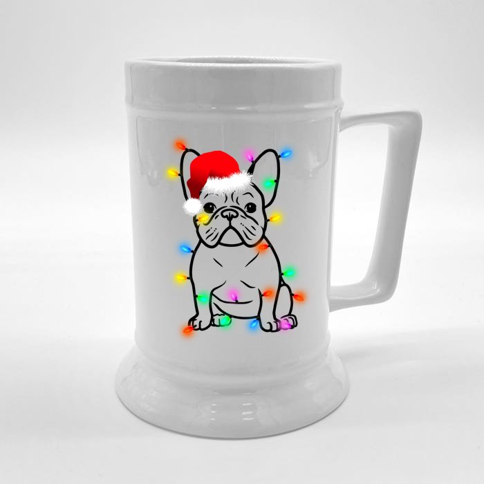 Cute French Bulldog Christmas Lights Front & Back Beer Stein