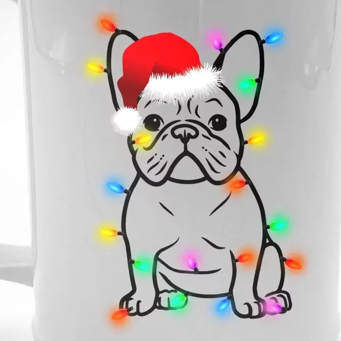 Cute French Bulldog Christmas Lights Front & Back Beer Stein