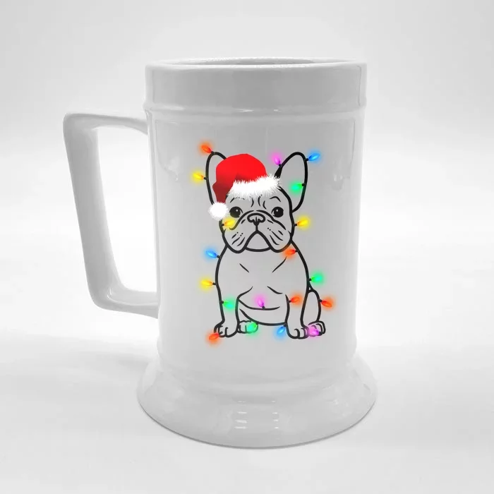 Cute French Bulldog Christmas Lights Front & Back Beer Stein