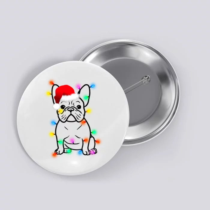 Cute French Bulldog Christmas Lights Button